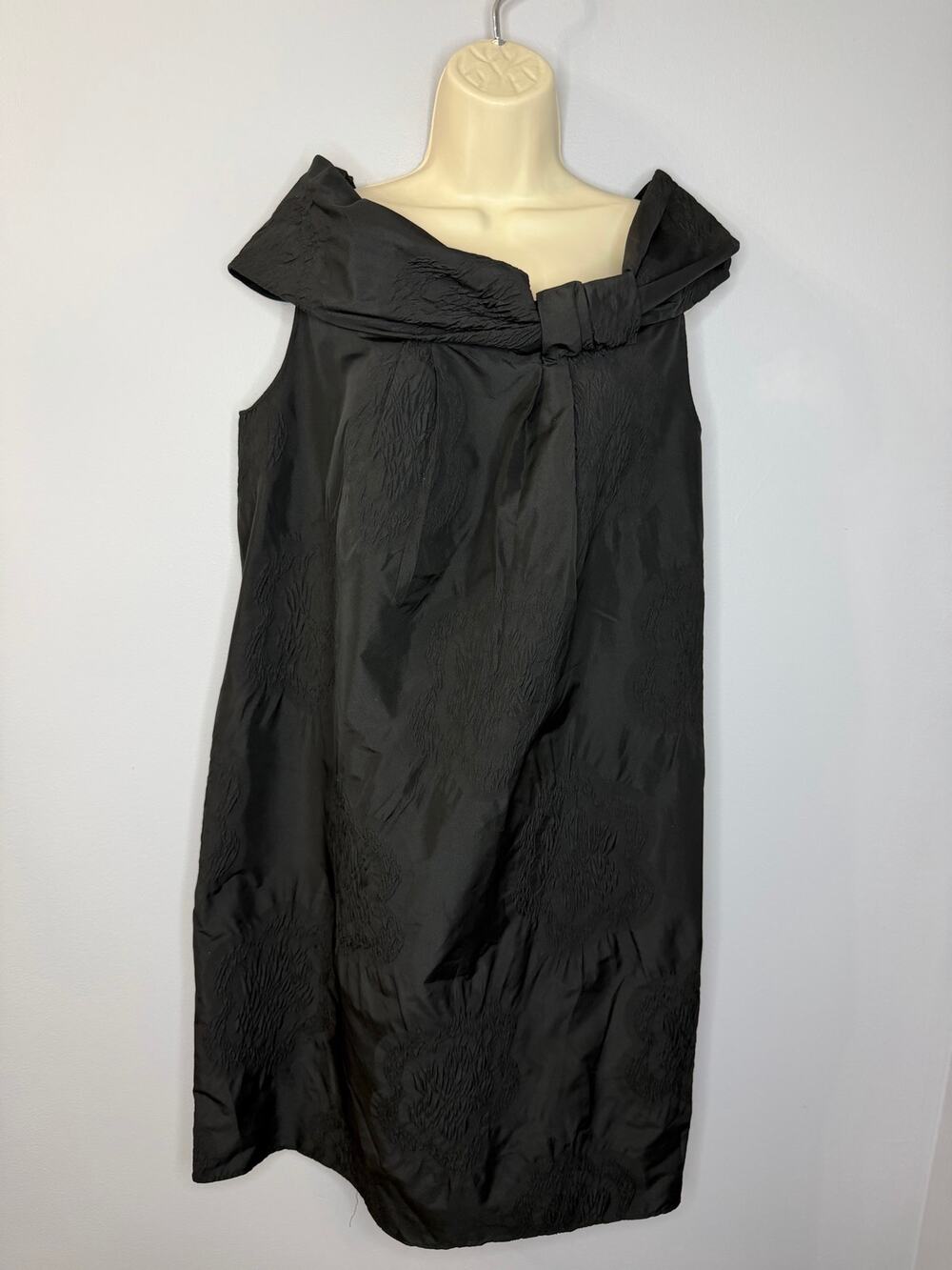 Moschino Cheap and Chic Vintage Black Off-the-shoulder Satin Shift Dress Sz 12